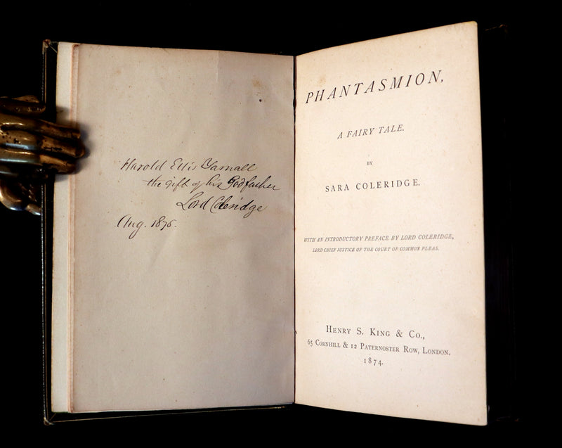 1874 Rare Book - PHANTASMION a FAIRY TALE by Sara Coleridge Signed by Lord Coleridge.