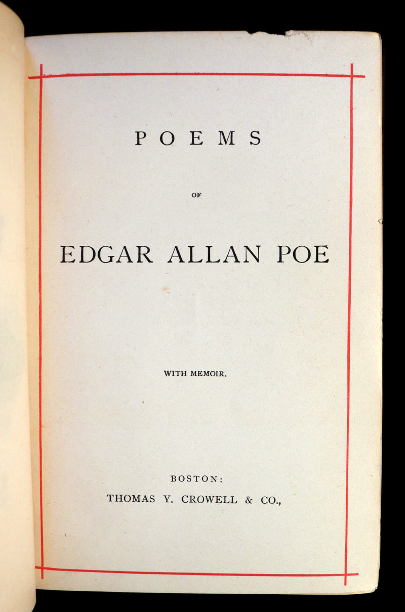 1882 Rare Book - Poems by Edgar Allan POE with Memoir (The Raven, Lenore, Ulalume, ...).
