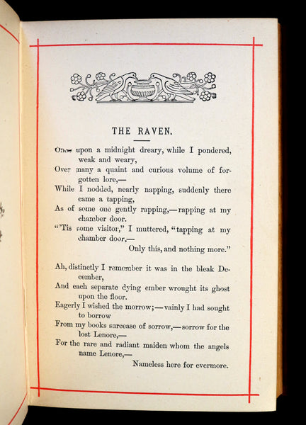 1882 Rare Book - Poems by Edgar Allan POE with Memoir (The Raven, Lenore, Ulalume, ...).