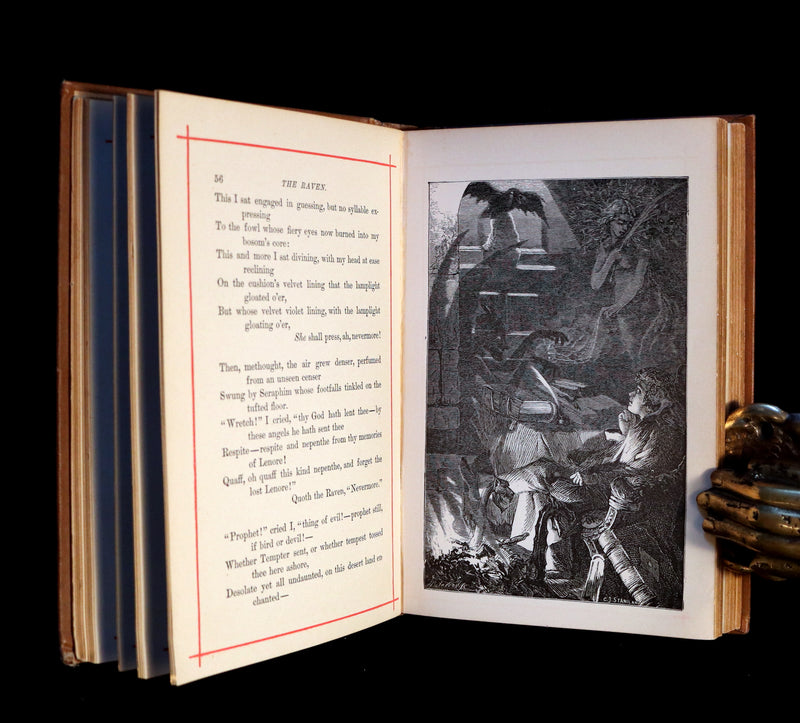 1882 Rare Book - Poems by Edgar Allan POE with Memoir (The Raven, Lenore, Ulalume, ...).