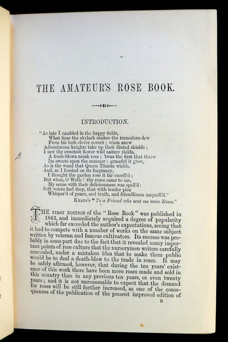 1874 Rare Victorian Gardening Book - The Amateur's Rose Book by the famous botanist James Shirley Hibberd.