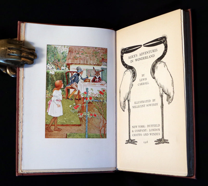 1908 Scarce Book - Alice's Adventures in Wonderland beautifully Illustrated by Amy Millicent Sowerby. 1st US Edition.