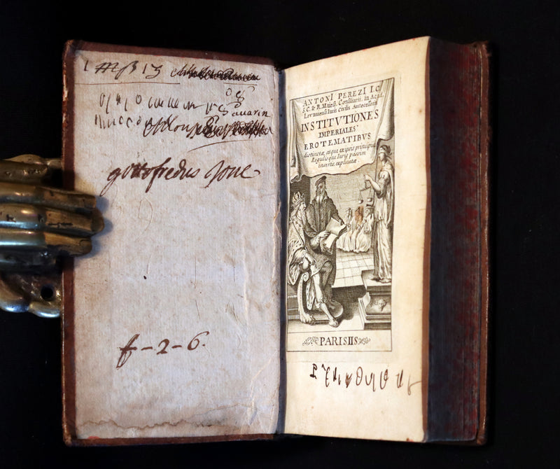 1692 Rare Law Book - INSTITUTIONES IMPERIALES EROTEMATIBUS DISTINCTÆ by Antonio Perez.