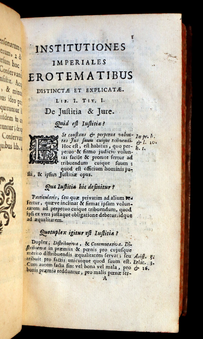 1692 Rare Law Book - INSTITUTIONES IMPERIALES EROTEMATIBUS DISTINCTÆ by Antonio Perez.