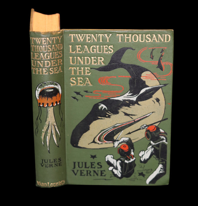 1905 Rare Book - Twenty Thousand Leagues Under the Sea by Jules Verne. Green variant.