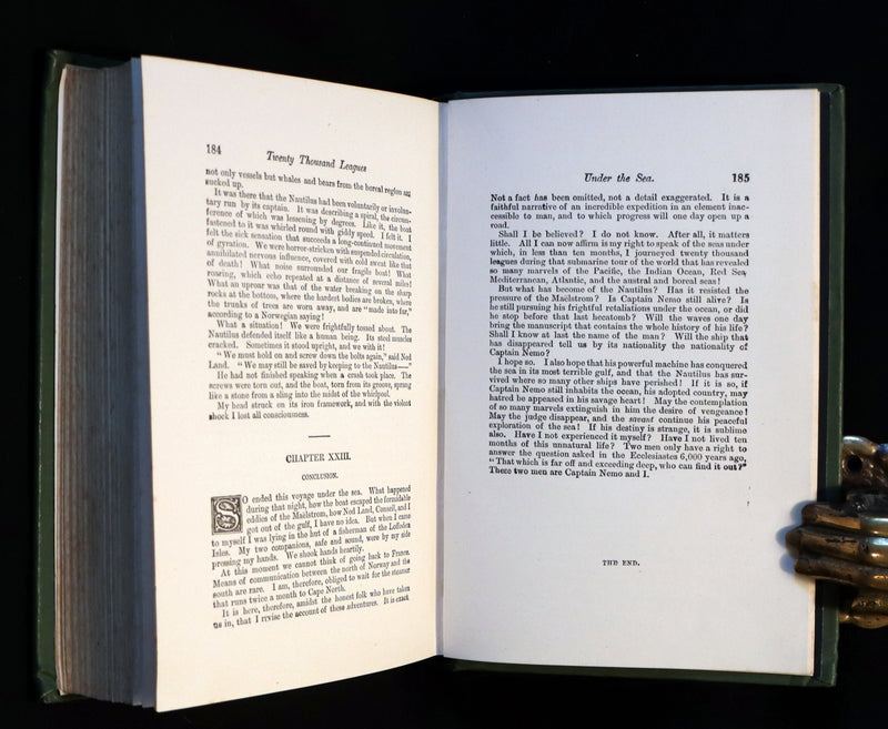 1905 Rare Book - Twenty Thousand Leagues Under the Sea by Jules Verne. Green variant.