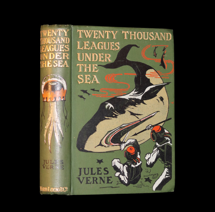 1905 Rare Book - Twenty Thousand Leagues Under the Sea by Jules Verne. Green variant.