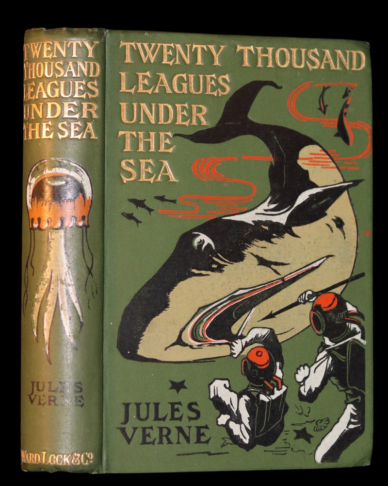 1905 Rare Book - Twenty Thousand Leagues Under the Sea by Jules Verne. Green variant.
