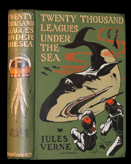 1905 Rare Book - Twenty Thousand Leagues Under the Sea by Jules Verne. Green variant.