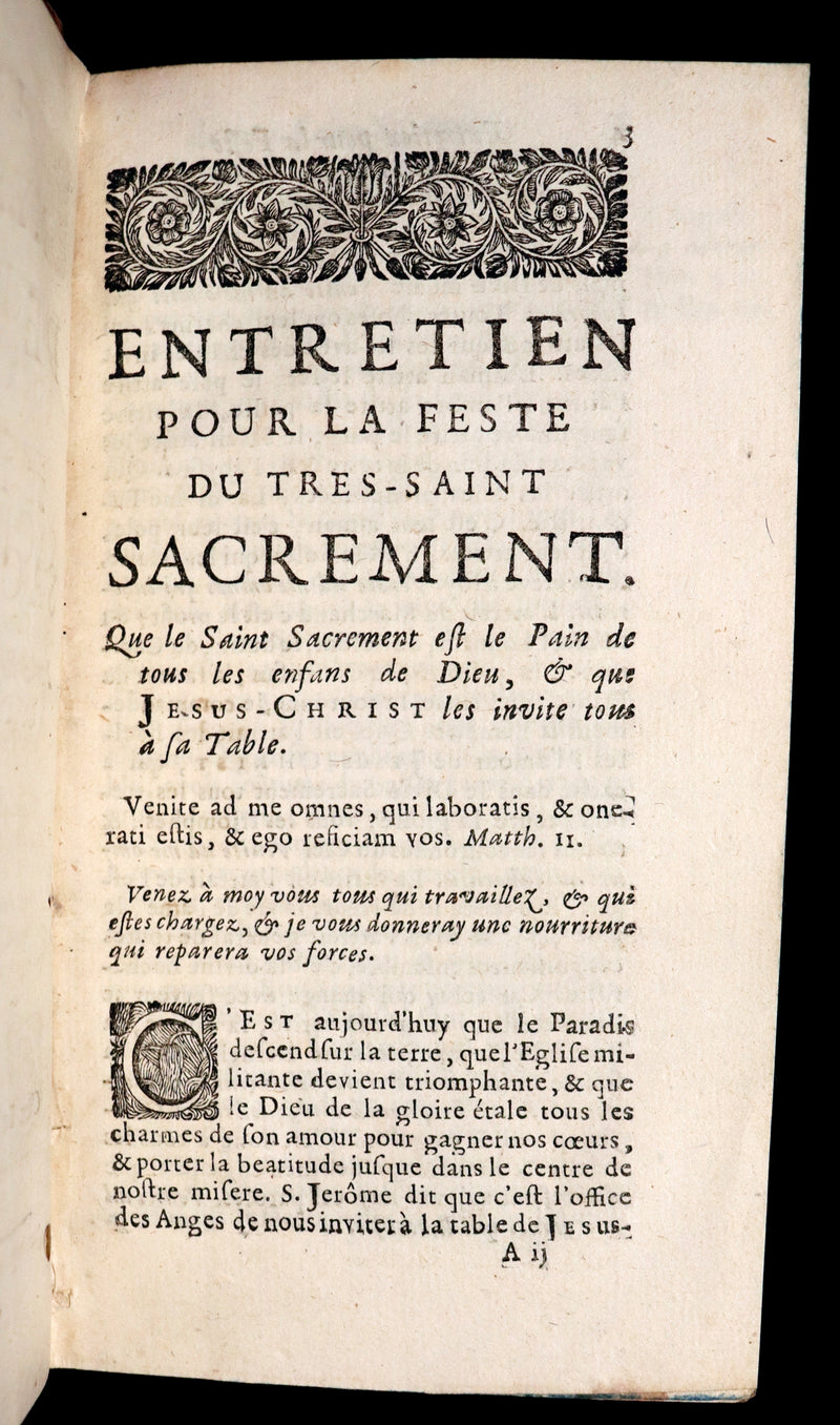 1700 Scarce French Book - The mystical life of Jesus in the Blessed Sacrament by Jacques Nouet.
