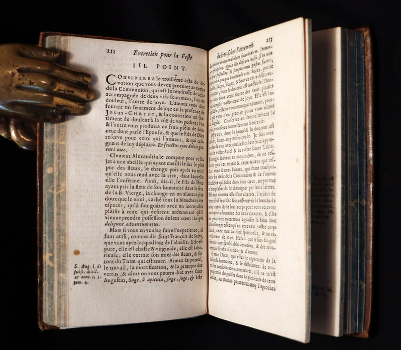 1700 Scarce French Book - The mystical life of Jesus in the Blessed Sacrament by Jacques Nouet.