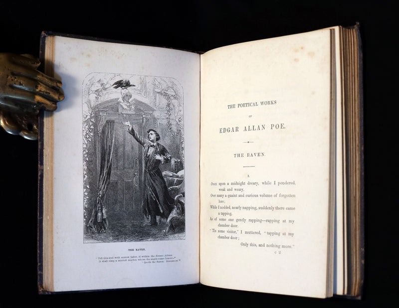 1852 Rare Illustrated Book - The Poetical Works of EDGAR ALLAN POE with a notice of his Life.