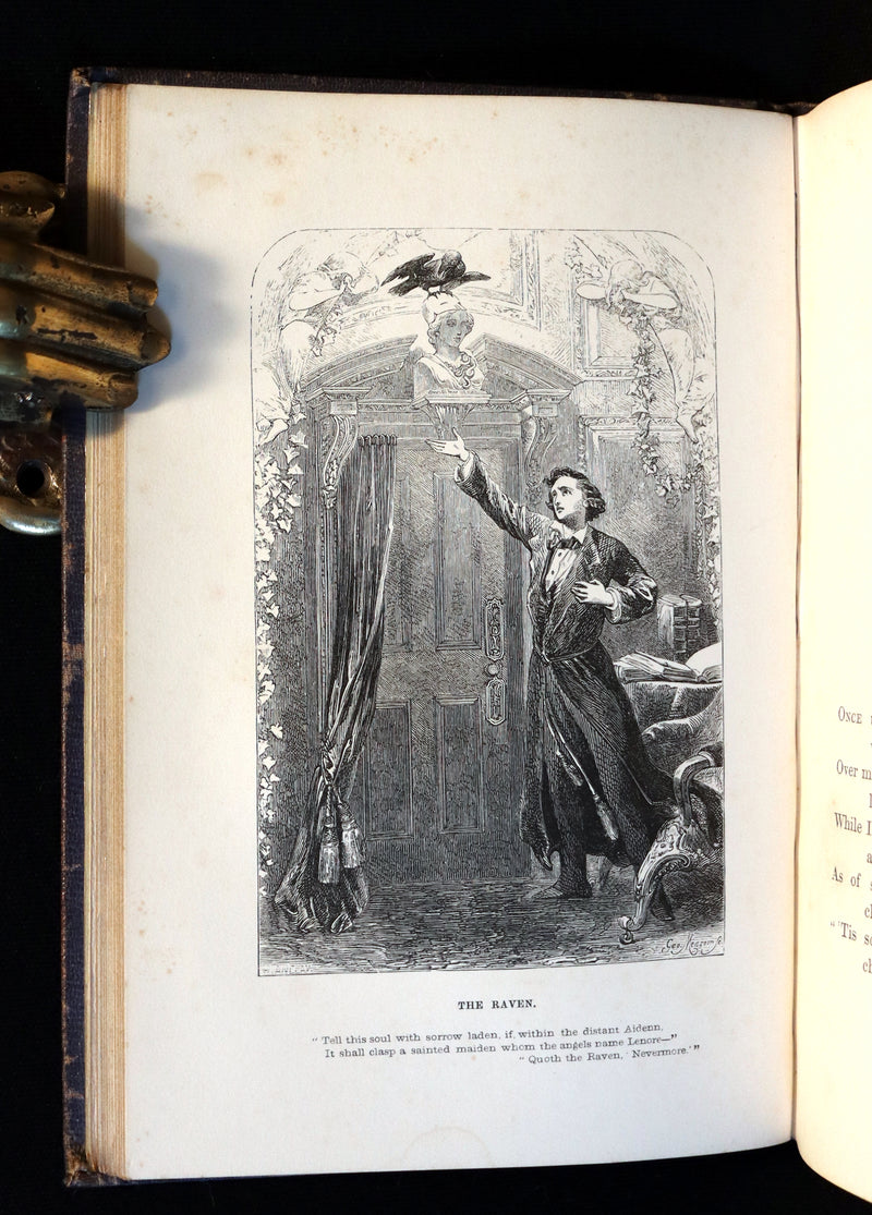 1852 Rare Illustrated Book - The Poetical Works of EDGAR ALLAN POE with a notice of his Life.