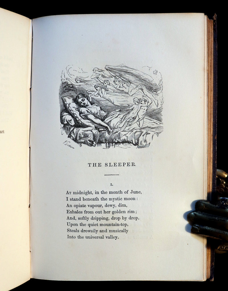 1852 Rare Illustrated Book - The Poetical Works of EDGAR ALLAN POE with a notice of his Life.