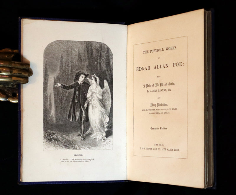 1852 Rare Illustrated Book - The Poetical Works of EDGAR ALLAN POE with a notice of his Life and Genius.
