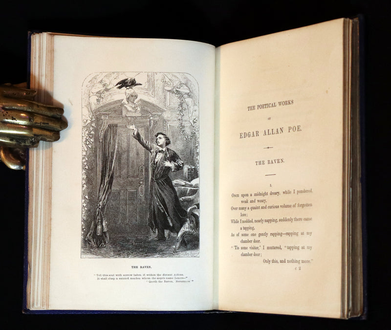 1852 Rare Illustrated Book - The Poetical Works of EDGAR ALLAN POE with a notice of his Life and Genius.