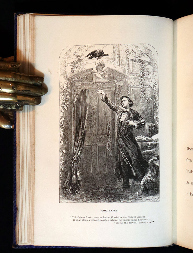 1852 Rare Illustrated Book - The Poetical Works of EDGAR ALLAN POE with a notice of his Life and Genius.