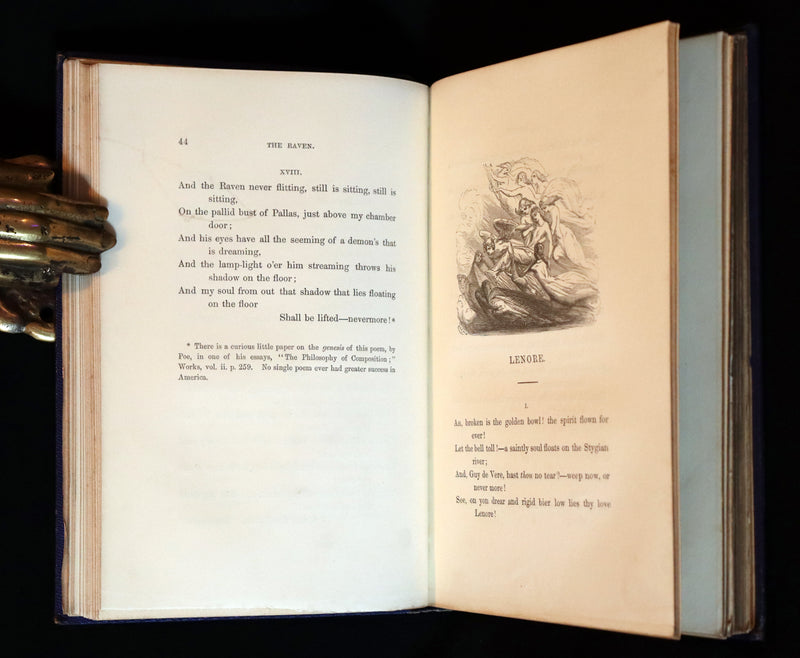 1852 Rare Illustrated Book - The Poetical Works of EDGAR ALLAN POE with a notice of his Life and Genius.