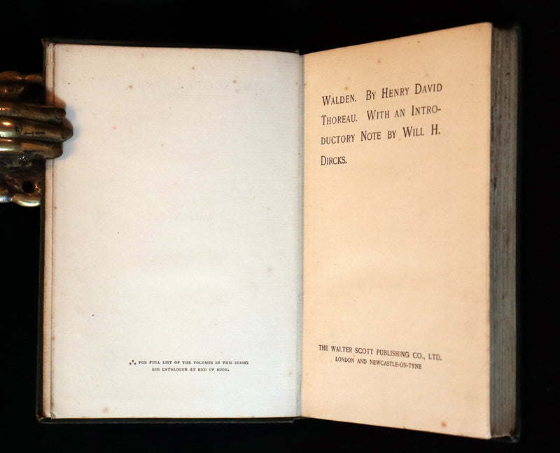 1886 Rare Victorian Book - WALDEN by Henry David THOREAU With Introductory Note by Will H. Dircks.