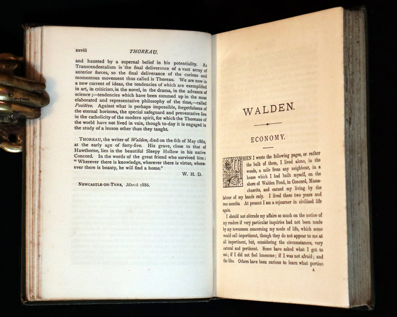 1886 Rare Victorian Book - WALDEN by Henry David THOREAU With Introductory Note by Will H. Dircks.