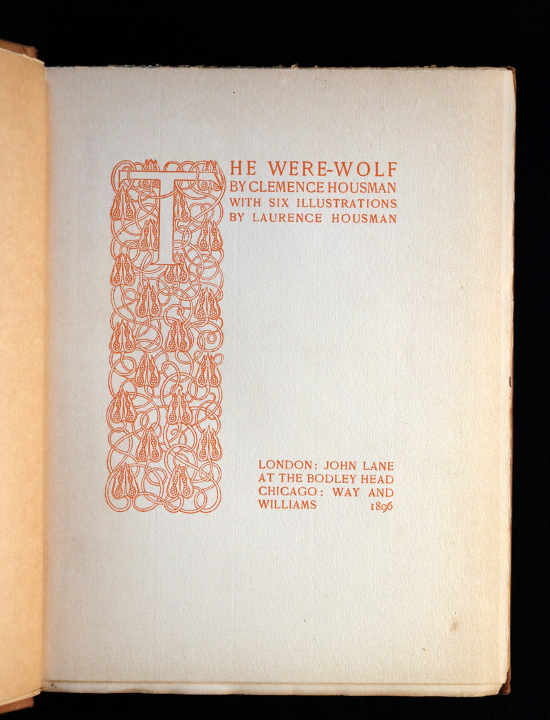 1896 Rare First Edition Book on Werewolves - THE WERE-WOLF by Clemence Housman.