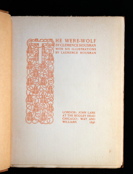 1896 Rare First Edition Book on Werewolves - THE WERE-WOLF by Clemence Housman.
