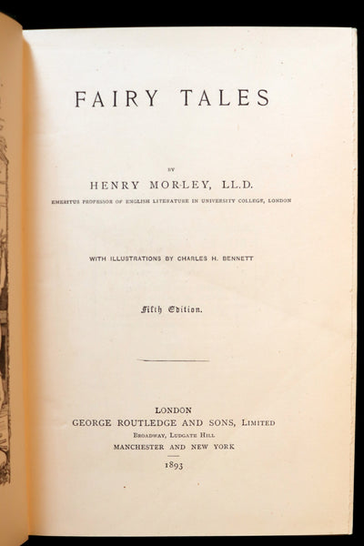 1893 Scarce Victorian Book - Henry Morley's FAIRY TALES illustrated by Charles H. Bennett.