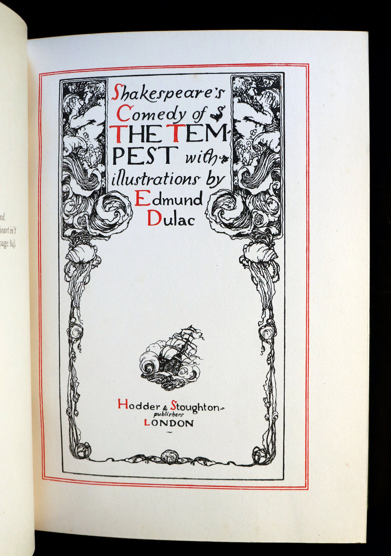 1908 Rare Book bound by Bayntun - THE TEMPEST by Shakespeare illustrated by Edmund DULAC. 1stED.