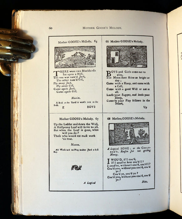 1892 Scarce Book - The Original MOTHER GOOSE's Melody & FAIRY TALES reproduced in Fac-simile.