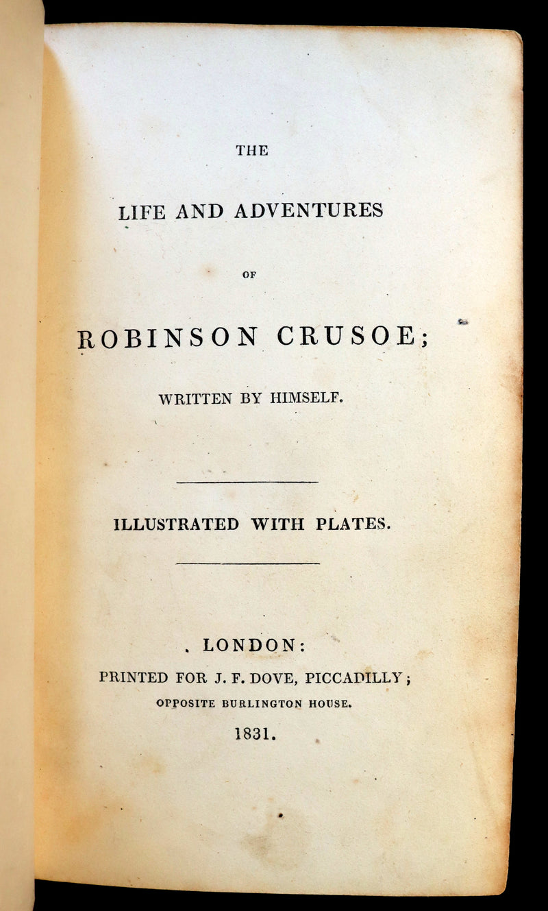 1831 Rare Book bound by Bayntun - THE LIFE & ADVENTURES OF ROBINSON CRUSOE. Illustrated.