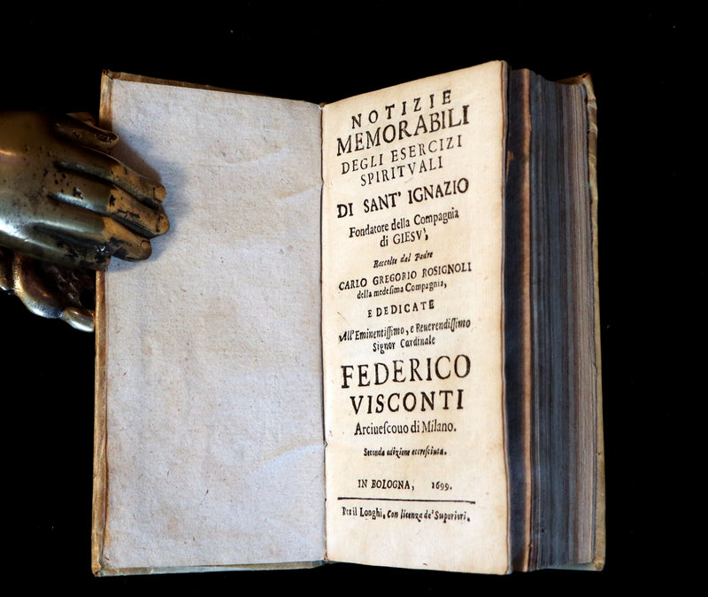 1699 Rare Italian Vellum Book - The Spiritual Exercises of St. Ignatius founder of the Society of Jesus (Jesuits).