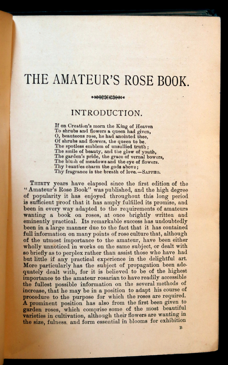 1894 Rare Victorian Gardening Book - The Amateur's Rose Book by the famous botanist James Shirley Hibberd.