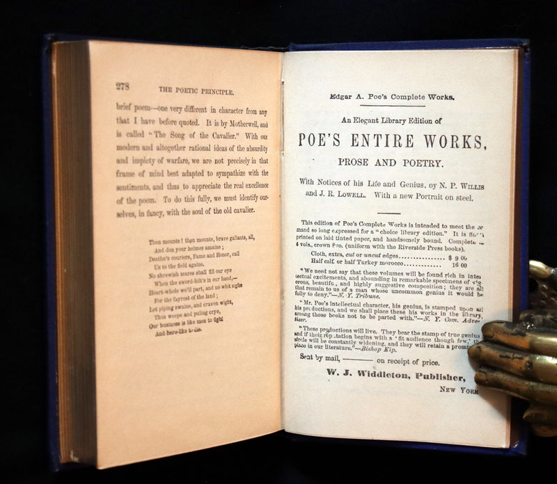1876 Rare Victorian Book - Poems by Edgar Allan POE (The Raven, Lenore, Ulalume, ...)