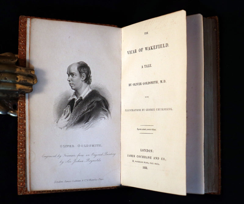 1832 Rare books bound in one by Morrell - Sir Launcelot Greaves & The Vicar of Wakefield illustrated by Cruikshank. 1stED.
