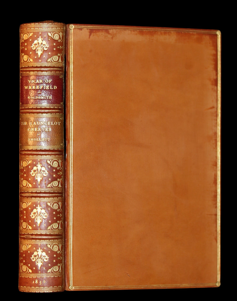 1832 Rare books bound in one by Morrell - Sir Launcelot Greaves & The Vicar of Wakefield illustrated by Cruikshank. 1stED.