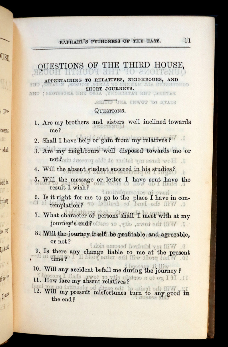 1894 Rare Fortune-Telling Book - Raphael's Pythoness of the East, or, Complete Key To Futurity.