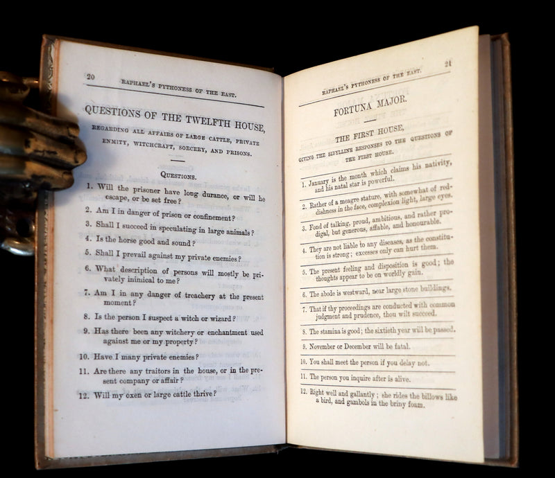 1894 Rare Fortune-Telling Book - Raphael's Pythoness of the East, or, Complete Key To Futurity.