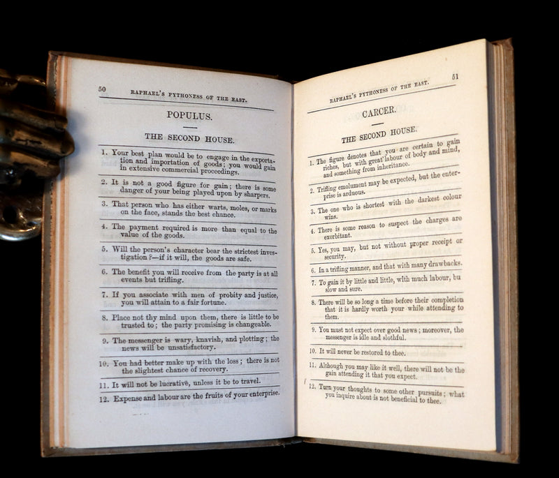 1894 Rare Fortune-Telling Book - Raphael's Pythoness of the East, or, Complete Key To Futurity.
