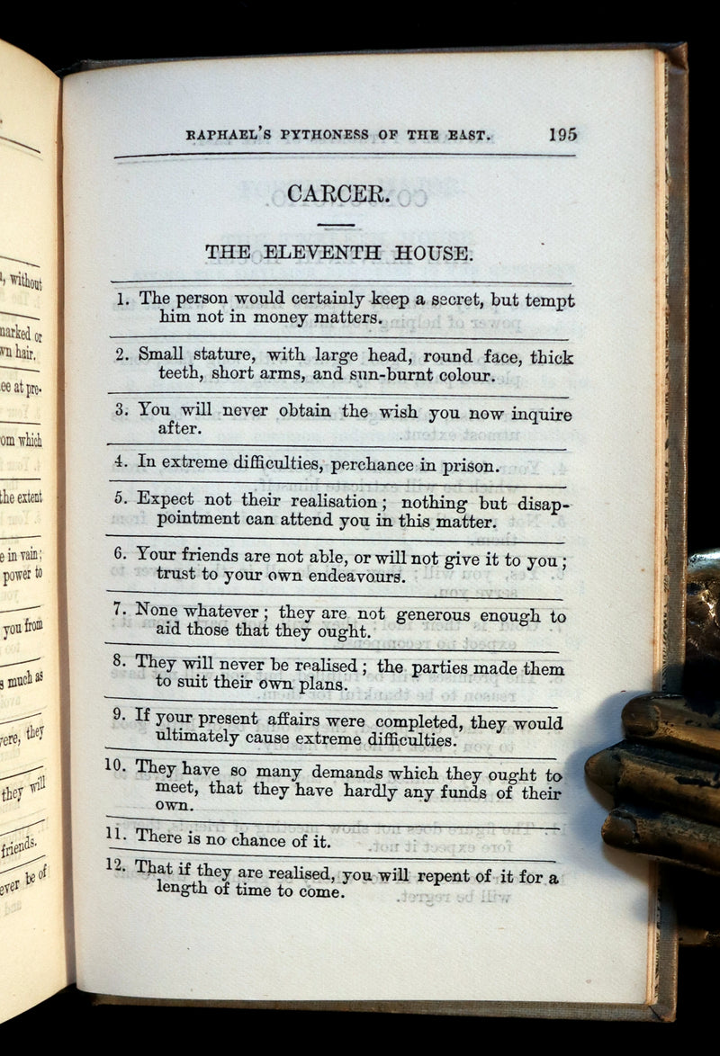 1894 Rare Fortune-Telling Book - Raphael's Pythoness of the East, or, Complete Key To Futurity.