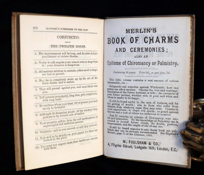 1894 Rare Fortune-Telling Book - Raphael's Pythoness of the East, or, Complete Key To Futurity.