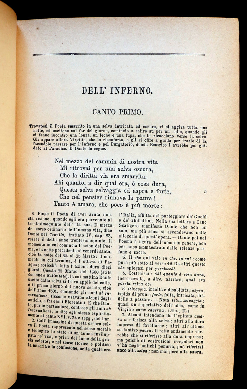 1889 Rare Italian Book - La Divina Commedia di DANTE ALIGHIERI - Divine Comedy.