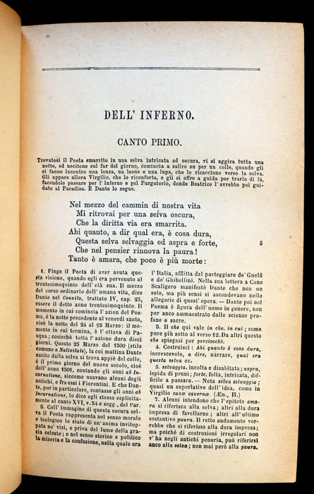 1889 Rare Italian Book - La Divina Commedia di DANTE ALIGHIERI - Divine Comedy.