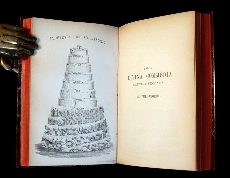 1889 Rare Italian Book - La Divina Commedia di DANTE ALIGHIERI - Divine Comedy.