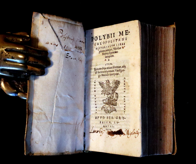 1554 Rare Latin Vellum Book - Polybius - Roman Republic's Histories - Megalopolitani Historiarum.