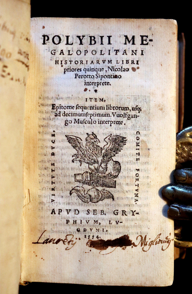 1554 Rare Latin Vellum Book - Polybius - Roman Republic's Histories - Megalopolitani Historiarum.
