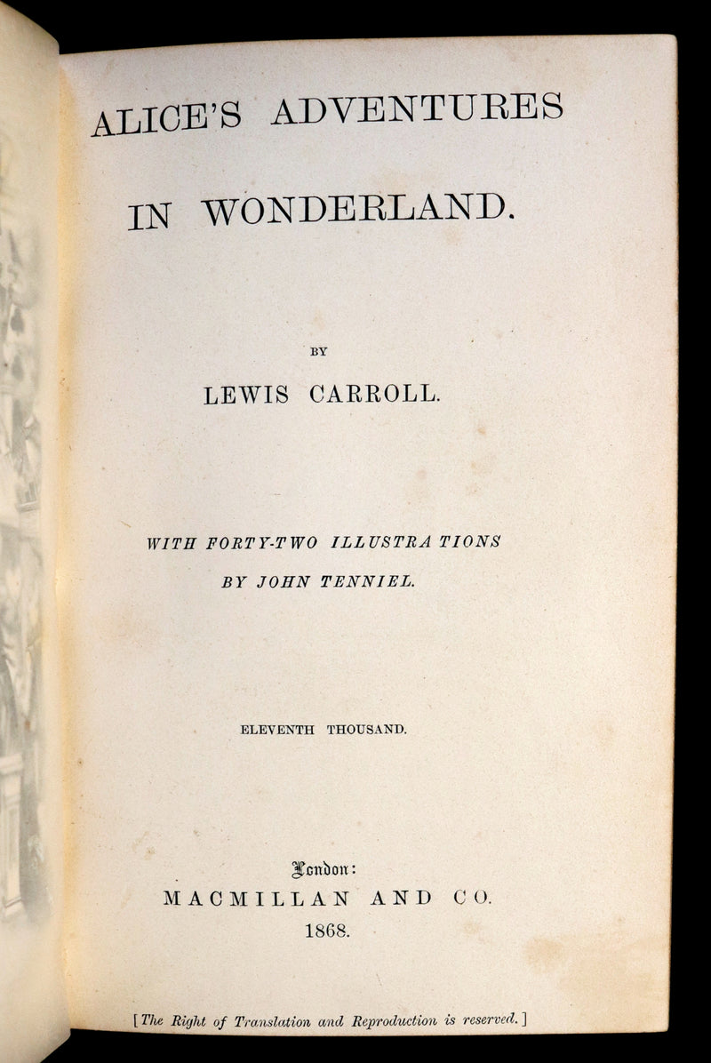 1868-1872 Fine Bayntun-Riviere Binding Book set - Alice's Adventures in Wonderland (WITH) 1stED Through the Looking-Glass and What Alice Found There.