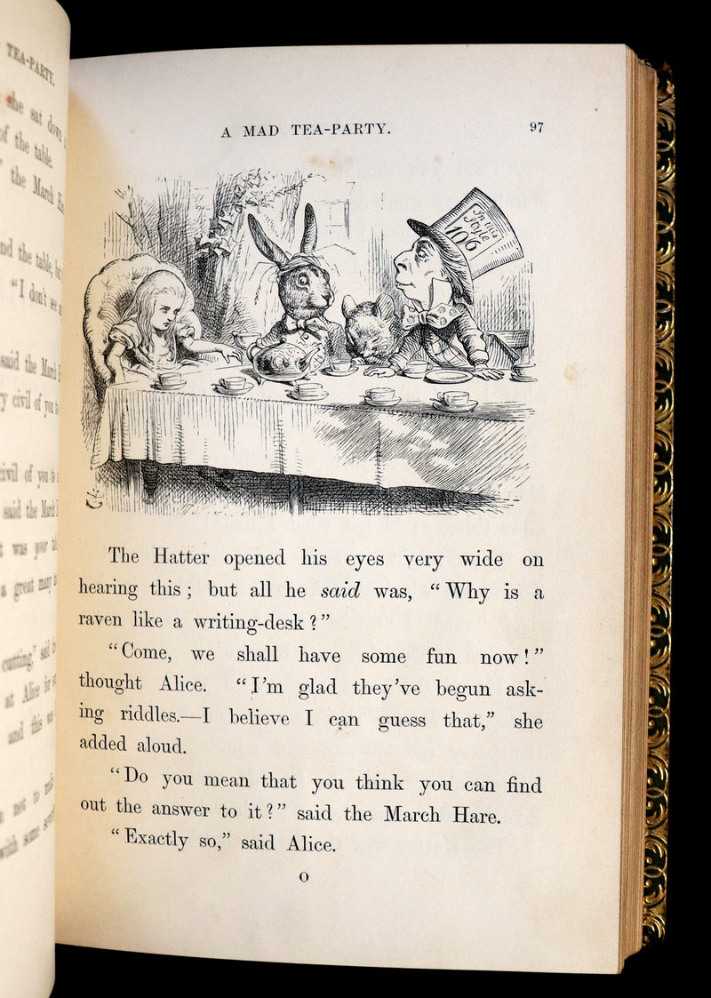 1868-1872 Fine Bayntun-Riviere Binding Book set - Alice's Adventures in Wonderland (WITH) 1stED Through the Looking-Glass and What Alice Found There.