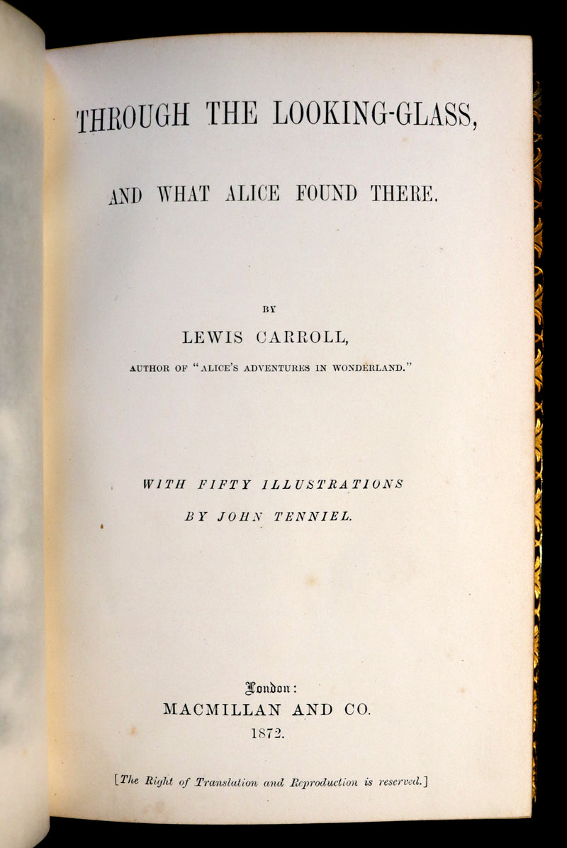 1868-1872 Fine Bayntun-Riviere Binding Book set - Alice's Adventures in Wonderland (WITH) 1stED Through the Looking-Glass and What Alice Found There.