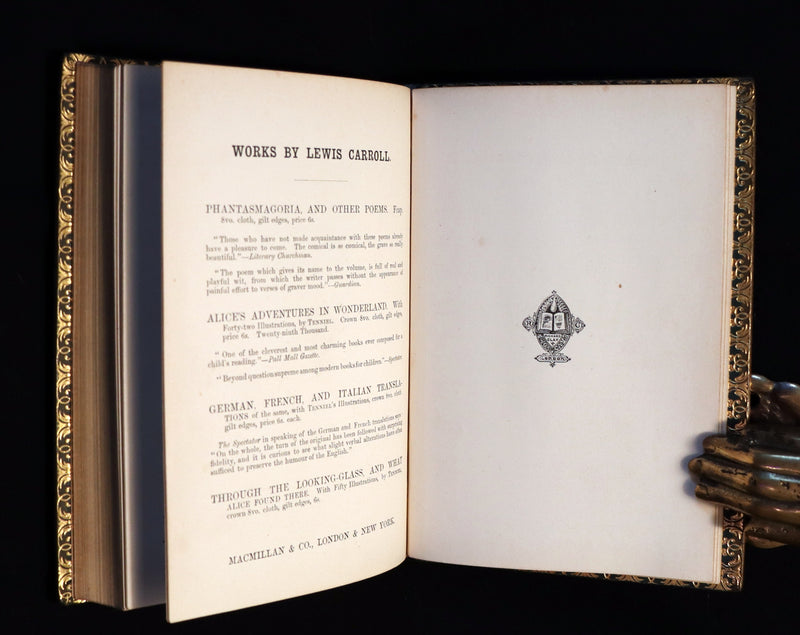 1868-1872 Fine Bayntun-Riviere Binding Book set - Alice's Adventures in Wonderland (WITH) 1stED Through the Looking-Glass and What Alice Found There.
