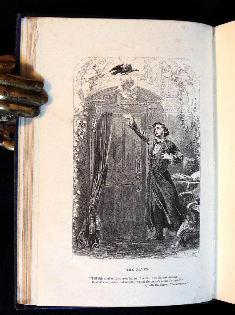 1859 Rare Illustrated Book - The Poetical Works of EDGAR ALLAN POE with A Notice of his Life.